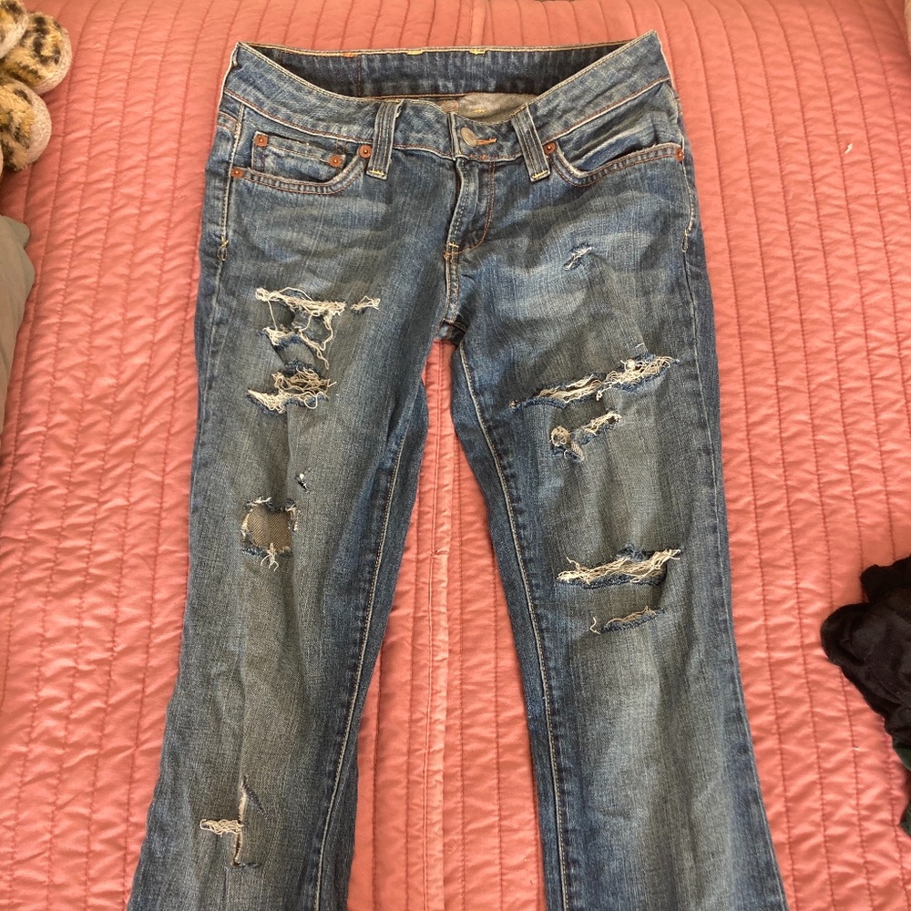 Lucky brand dungarees ripped jeans